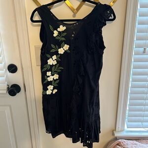 Zara black sundress with lace and flower detailing